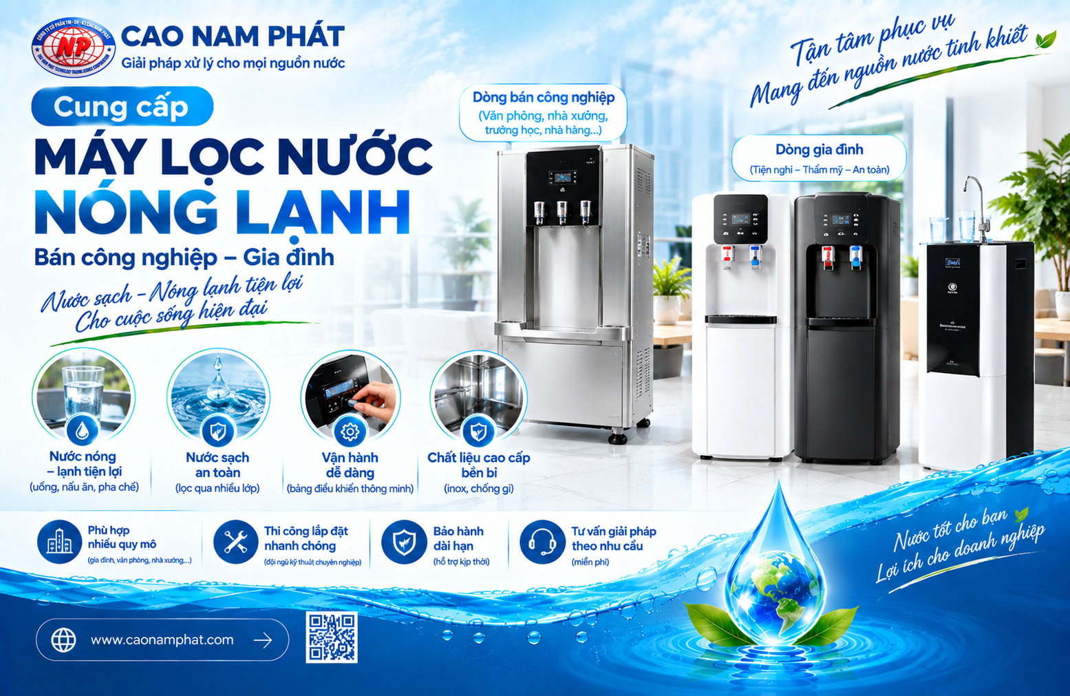 Cung cấp máy lọc nước nóng lạnh bán công nghiệp, gia đình
