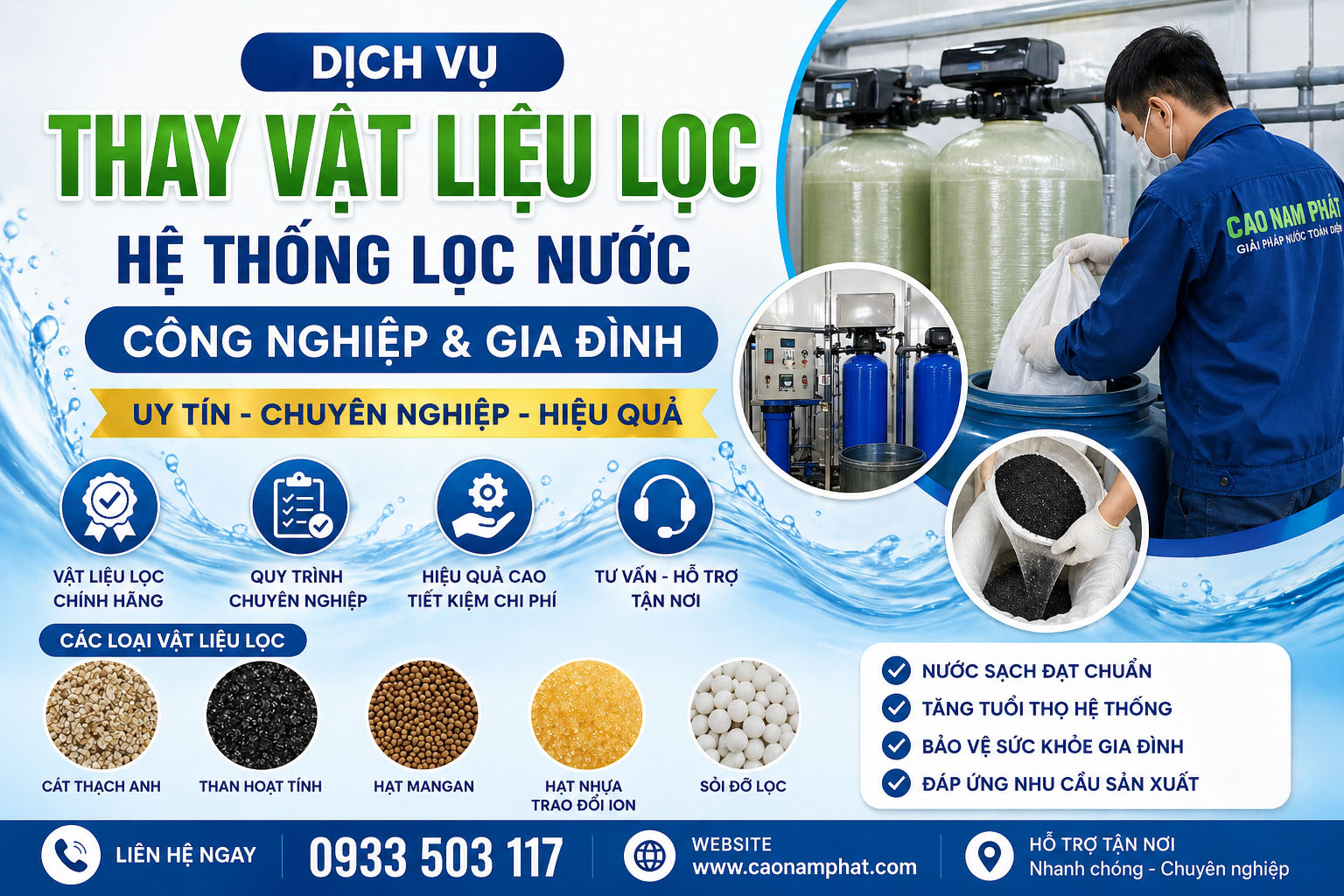 Dịch Vụ Thay Vật Liệu Lọc Hệ Thống Lọc Nước Công Nghiệp & Gia Đình Uy Tín