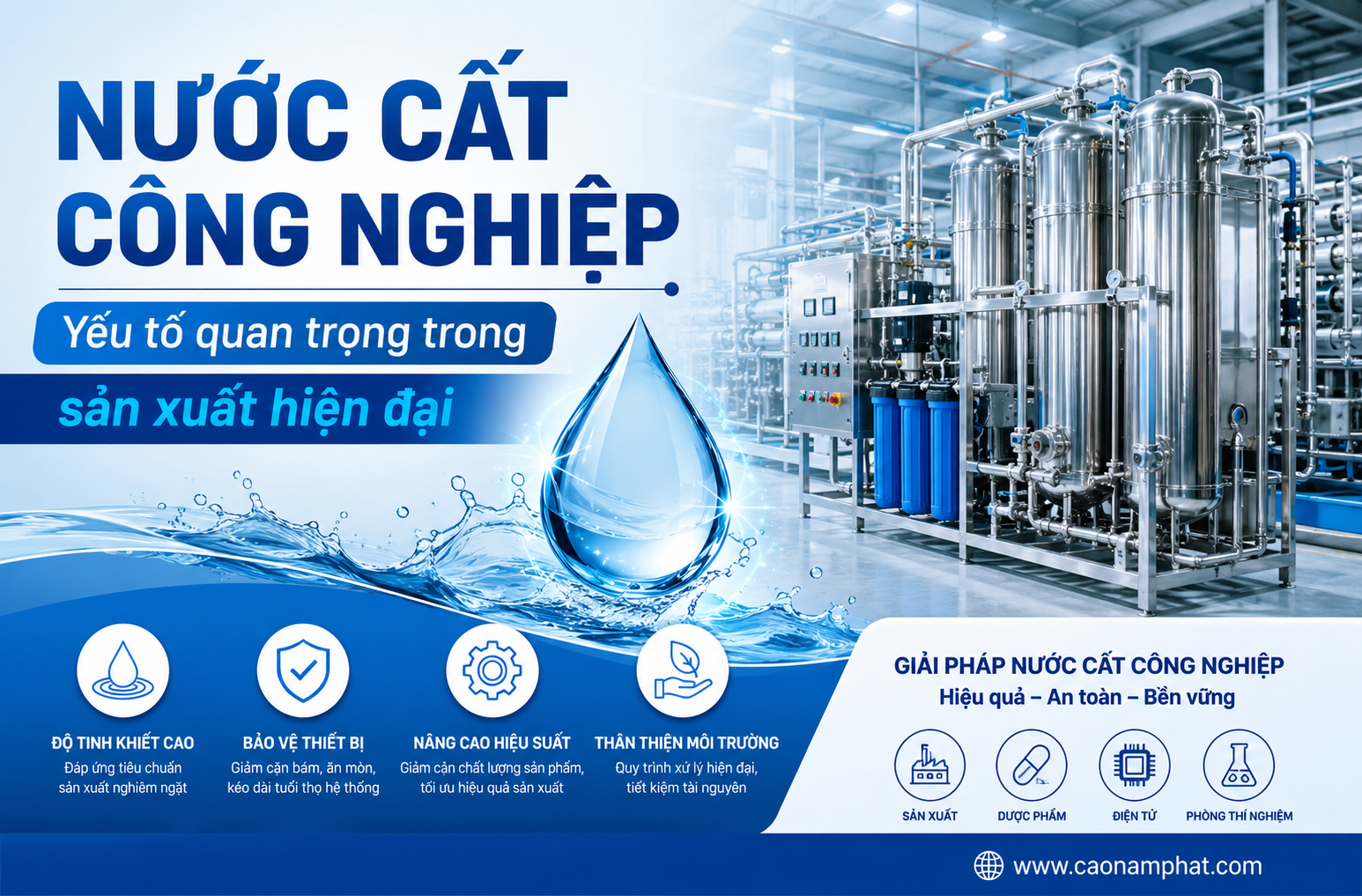 Nước cất công nghiệp – Yếu tố quan trọng trong sản xuất hiện đại