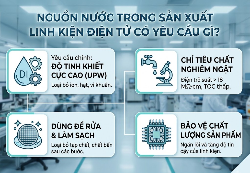 Nguồn Nước Trong Sản Xuất Linh Kiện Điện Tử Có Yêu Cầu Gì 