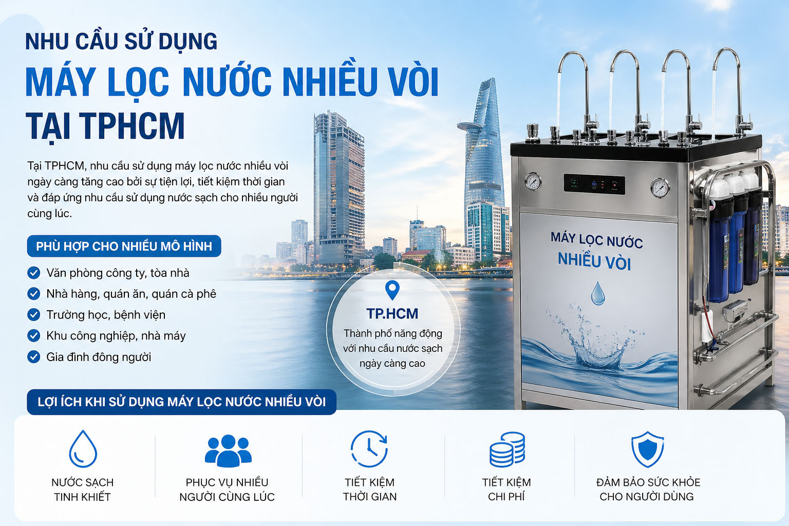 Nhu cầu sử dụng máy lọc nước nhiều vòi tại TPHCM
