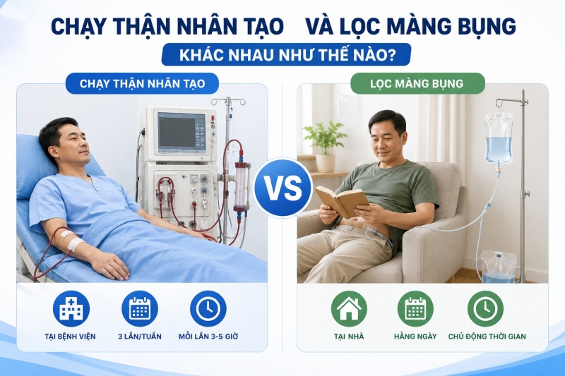 Chạy thận nhân tạo và lọc màng bụng khác nhau như thế nào?