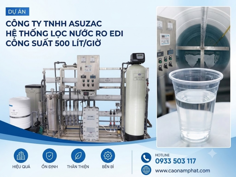 Công Ty TNHH ASUZAC - Hệ thống lọc nước siêu tinh khiết RO EDI công suất 500 lít/giờ