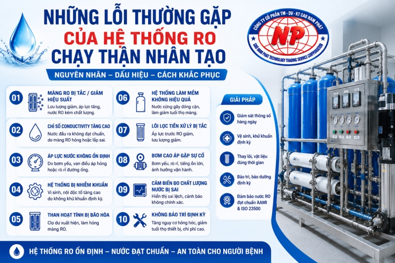 Những Lỗi Thường Gặp Của Hệ Thống RO Chạy Thận Nhân Tạo Và Cách Khắc Phục