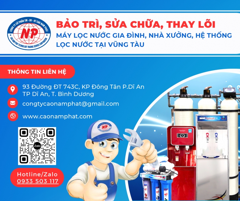 Thay lỏi lọc, vật liệu lọc nước tại Bà Rịa Vũng Tàu