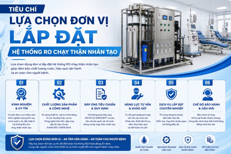 Tiêu chí lựa chọn đơn vị lắp đặt hệ thống RO chạy thận nhân tạo