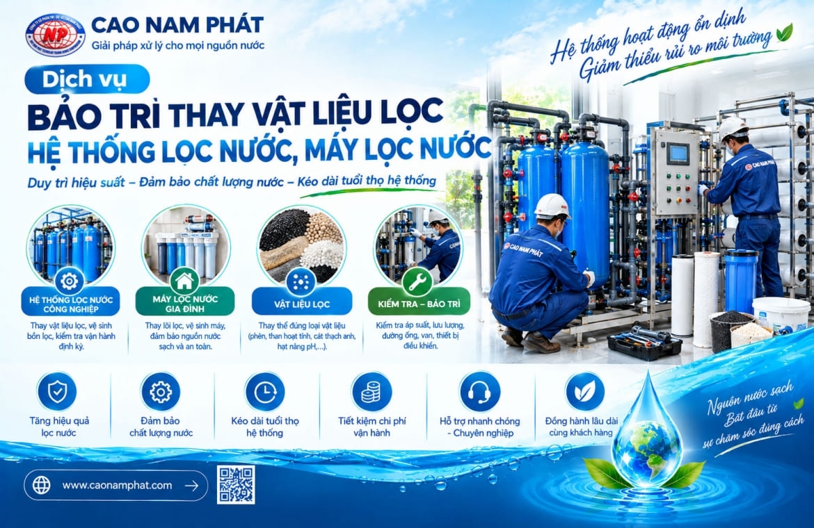 Dịch vụ bảo trì thay vật liệu lọc hệ thống lọc nước, máy lọc nước