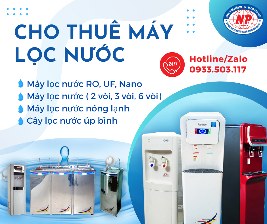 Cho thuê máy lọc nước, máy nóng lạnh